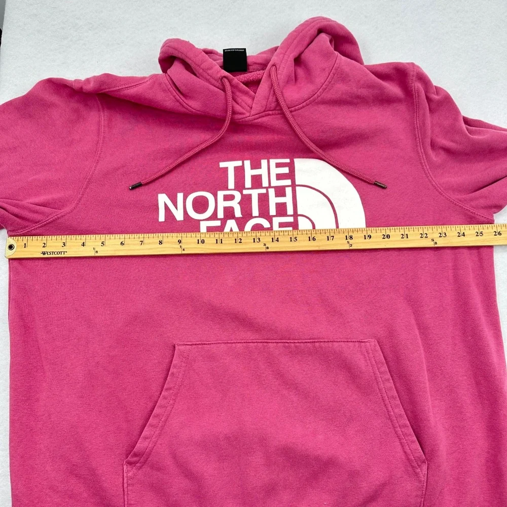 The North Face Mens XL Pink Logo Pullover Hoodie Fleece Sweatshirt READ